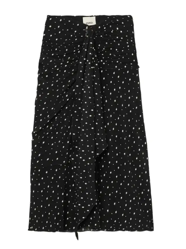 Gyelle Ruched Draped Polka-dot Stretch-jersey Midi Skirt