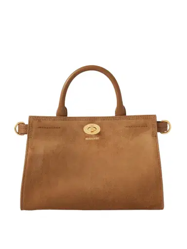 Burberry Leather-trimmed Suede Tote | Thumbnail 1 Burberry Leather-trimmed Suede Tote | Thumbnail 1