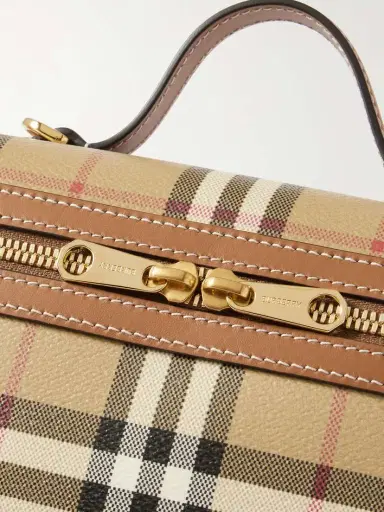 Burberry Leather-trimmed Checked Vanity Bag | Thumbnail 4 Burberry Leather-trimmed Checked Vanity Bag | Thumbnail 4