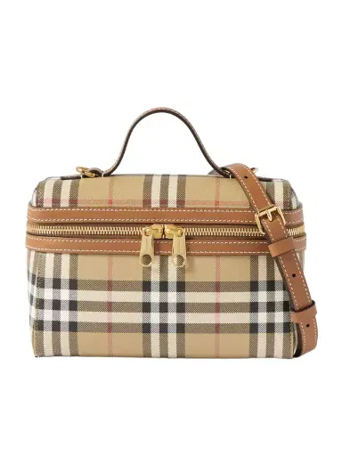 Burberry Leather-trimmed Checked Vanity Bag | Thumbnail 1 Burberry Leather-trimmed Checked Vanity Bag | Thumbnail 1