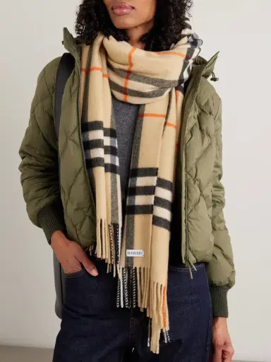 Burberry Fringed Checked Cashmere Scarf | Thumbnail 2 Burberry Fringed Checked Cashmere Scarf | Thumbnail 2