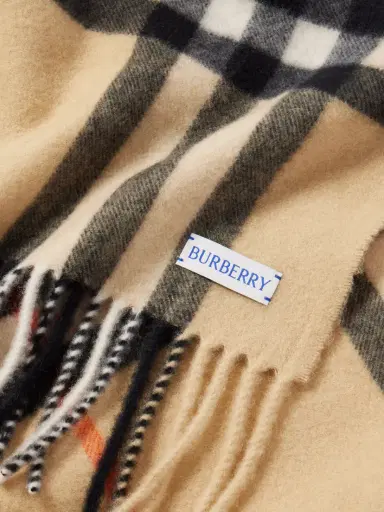 Burberry Fringed Checked Cashmere Scarf | Thumbnail 3 Burberry Fringed Checked Cashmere Scarf | Thumbnail 3