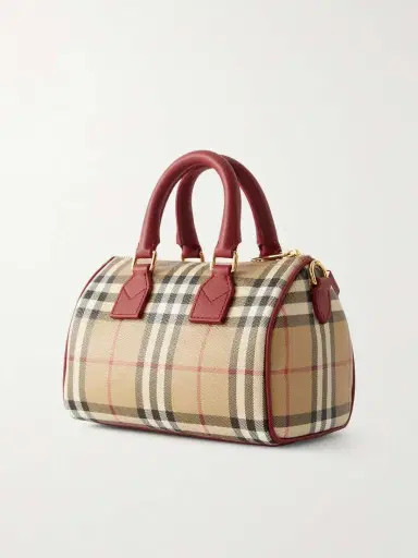 Burberry Mini Bowling Leather-trimmed Checked Tote | Thumbnail 4 Burberry Mini Bowling Leather-trimmed Checked Tote | Thumbnail 4