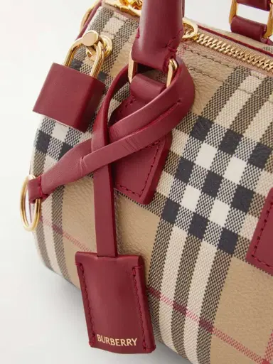Burberry Mini Bowling Leather-trimmed Checked Tote | Thumbnail 5 Burberry Mini Bowling Leather-trimmed Checked Tote | Thumbnail 5