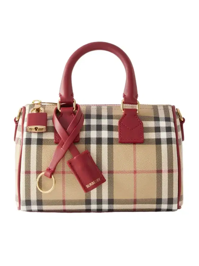 Mini Bowling Leather-trimmed Checked Tote