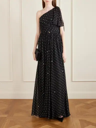 Elie Saab One-shoulder Polka-dot Chiffon Gown | Thumbnail 2