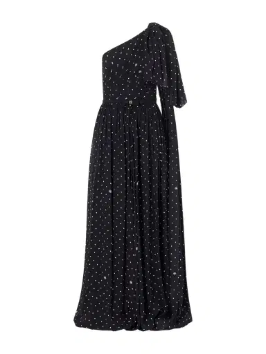 Elie Saab One-shoulder Polka-dot Chiffon Gown | Thumbnail 1
