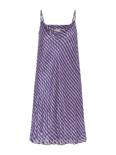 Dries Van Noten Draped Striped Satin And Chiffon Midi Dress | Thumbnail 1 Dries Van Noten Draped Striped Satin And Chiffon Midi Dress | Thumbnail 1