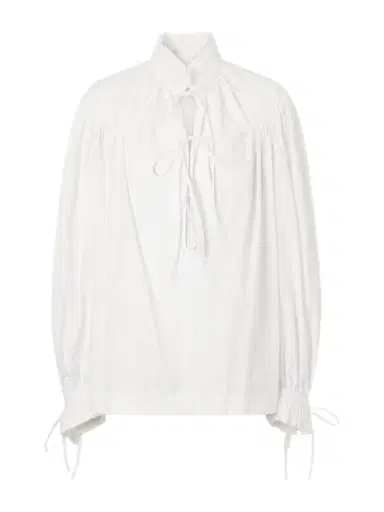 Dries Van Noten Tie-detailed Ruffled Gathered Cotton-poplin Blouse | Thumbnail 1 Dries Van Noten Tie-detailed Ruffled Gathered Cotton-poplin Blouse | Thumbnail 1