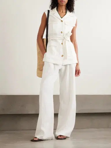 Emporio Sirenuse Annisa Pleated Ramie And Linen-blend Wide-leg Pants | Thumbnail 2 Emporio Sirenuse Annisa Pleated Ramie And Linen-blend Wide-leg Pants | Thumbnail 2