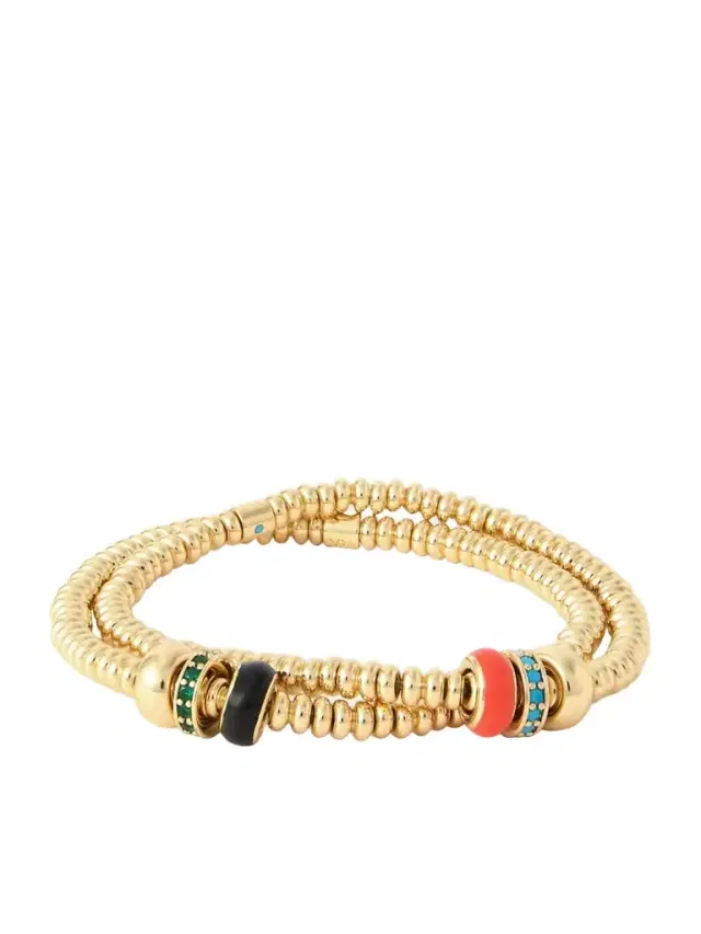 Corduroy Set Of Two Gold-tone Beaded Bracelets