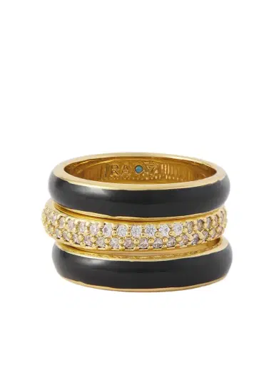 Roxanne Assoulin A Touch Of Midnight Set Of Three Gold-tone Crystal Rings | Thumbnail 1 Roxanne Assoulin A Touch Of Midnight Set Of Three Gold-tone Crystal Rings | Thumbnail 1