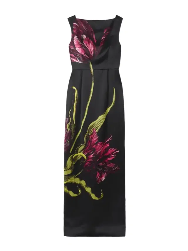 Floral-print Duchesse-satin Gown