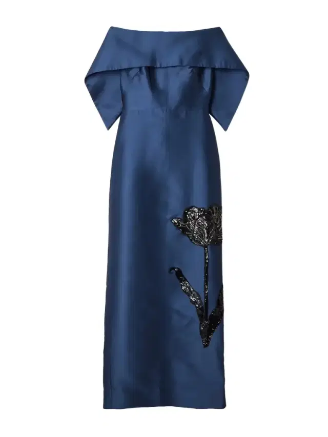 Off-the-shoulder Embellished Mikado Gown