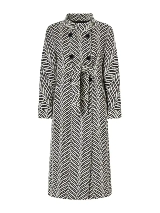 Double-breasted Belted Wool-blend Jacquard Coat