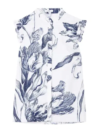Erdem Ruffled Floral-print Cotton-poplin Blouse | Thumbnail 1 Erdem Ruffled Floral-print Cotton-poplin Blouse | Thumbnail 1