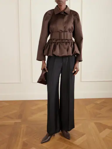 LIBEROWE Belted Cotton-blend Satin Peplum Jacket | Thumbnail 2 LIBEROWE Belted Cotton-blend Satin Peplum Jacket | Thumbnail 2