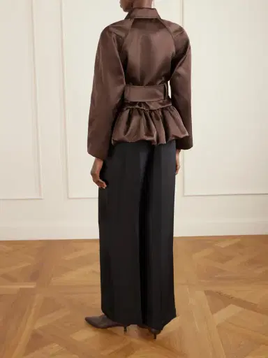LIBEROWE Belted Cotton-blend Satin Peplum Jacket | Thumbnail 3 LIBEROWE Belted Cotton-blend Satin Peplum Jacket | Thumbnail 3