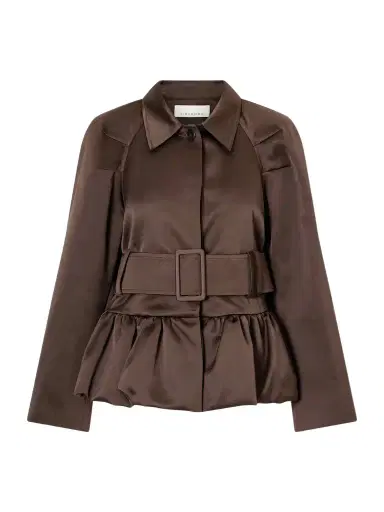LIBEROWE Belted Cotton-blend Satin Peplum Jacket | Thumbnail 1 LIBEROWE Belted Cotton-blend Satin Peplum Jacket | Thumbnail 1