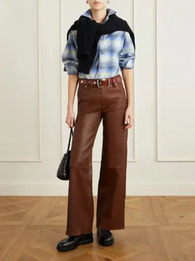 Frame Le Slim Palazzo Paneled Leather Flared Pants | Thumbnail 2