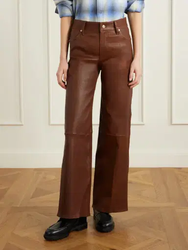 Frame Le Slim Palazzo Paneled Leather Flared Pants | Thumbnail 3