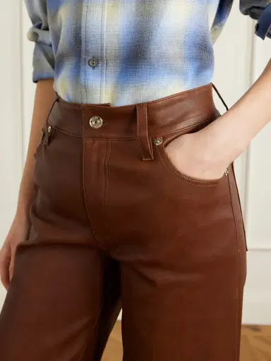 Frame Le Slim Palazzo Paneled Leather Flared Pants | Thumbnail 5