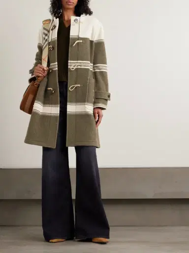 Burberry Hooded Striped Wool And Cotton-blend Coat | Thumbnail 2 Burberry Hooded Striped Wool And Cotton-blend Coat | Thumbnail 2