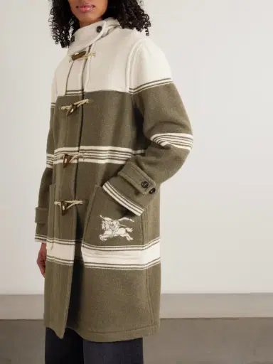 Burberry Hooded Striped Wool And Cotton-blend Coat | Thumbnail 3 Burberry Hooded Striped Wool And Cotton-blend Coat | Thumbnail 3