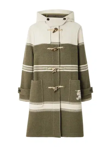 Burberry Hooded Striped Wool And Cotton-blend Coat | Thumbnail 1 Burberry Hooded Striped Wool And Cotton-blend Coat | Thumbnail 1