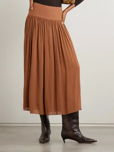 Joseph Santos Pinstriped Gathered Crepe Midi Skirt | Thumbnail 3