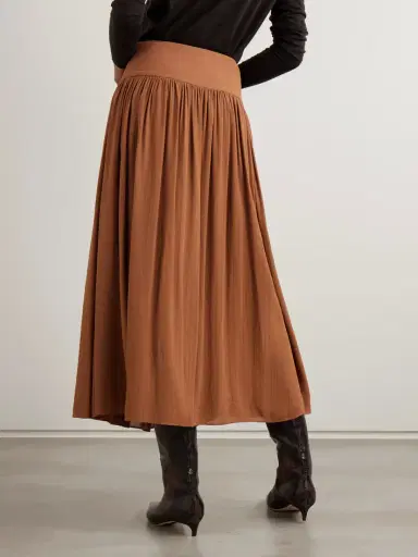 Joseph Santos Pinstriped Gathered Crepe Midi Skirt | Thumbnail 4
