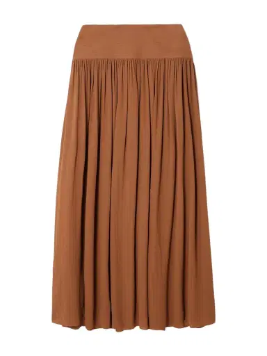 Joseph Santos Pinstriped Gathered Crepe Midi Skirt | Thumbnail 1