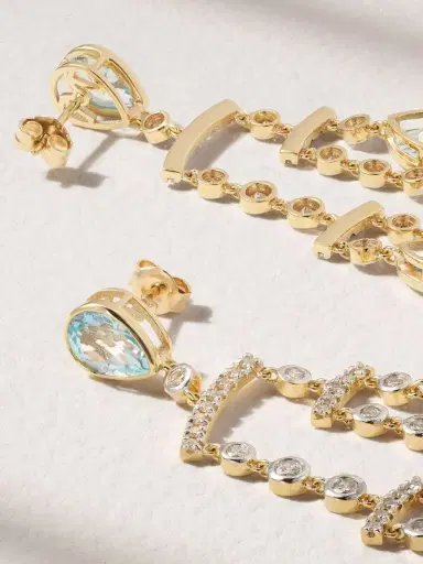 Mateo Mobile 14-karat Yellow And White Gold, Topaz And Diamond Earrings | Thumbnail 3