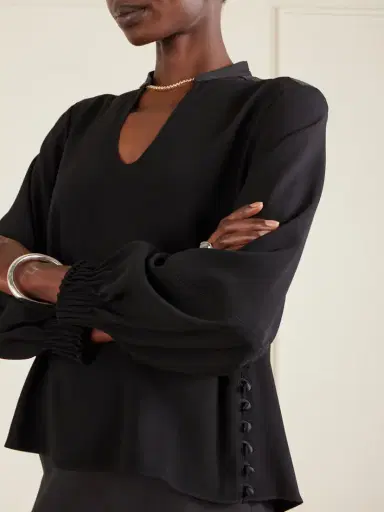 La Ligne Francine Button-detailed Crepe Blouse | Thumbnail 5