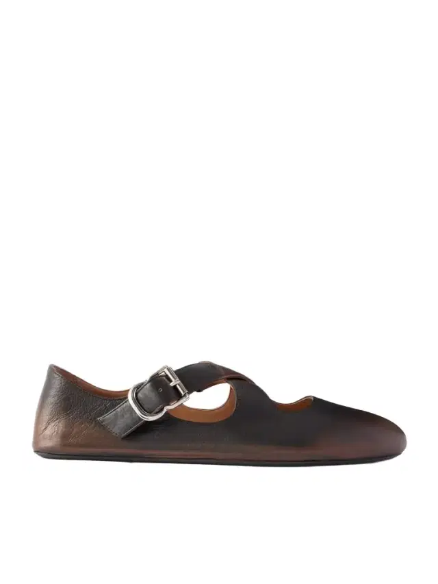 Criss Cross Leather Ballet Flats