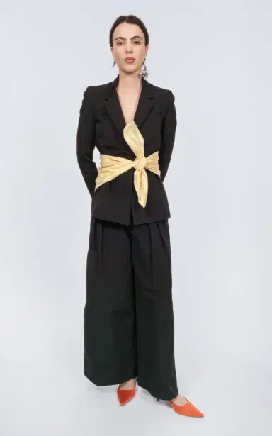 Rosie Assoulin Pleated Wide Leg Cotton Pants | Thumbnail 2