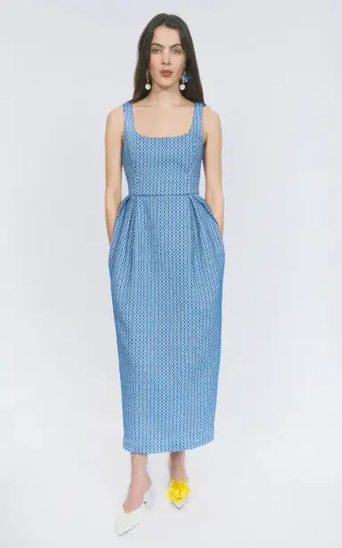 Rosie Assoulin Peg Woven Midi Dress | Thumbnail 2