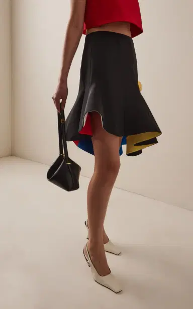 Rosie Assoulin Simon Says Peak Drama Cotton-Grosgrain Mini Skirt | Thumbnail 3