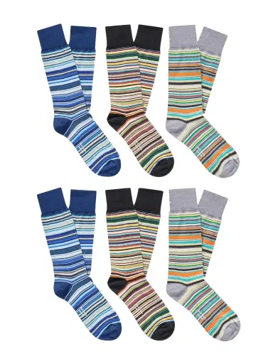 Paul Smith Six-Pack Striped Cotton-Blend Socks - Men | Thumbnail 1 Paul Smith Six-Pack Striped Cotton-Blend Socks - Men | Thumbnail 1