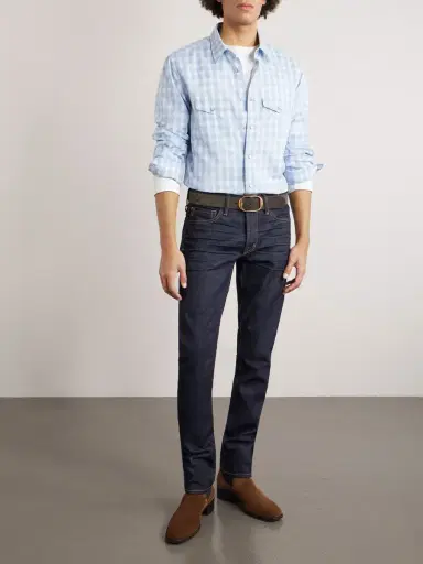 Tom Ford Slim-Fit Checked Cotton and Linen-Blend Shirt - Men | Thumbnail 2