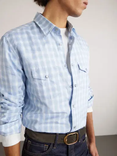 Tom Ford Slim-Fit Checked Cotton and Linen-Blend Shirt - Men | Thumbnail 5