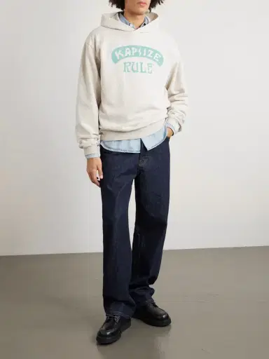 KAPITAL Printed Wool-Blend Jersey Hoodie - Men | Thumbnail 2