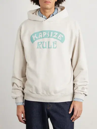 KAPITAL Printed Wool-Blend Jersey Hoodie - Men | Thumbnail 3