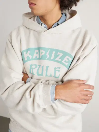 KAPITAL Printed Wool-Blend Jersey Hoodie - Men | Thumbnail 5
