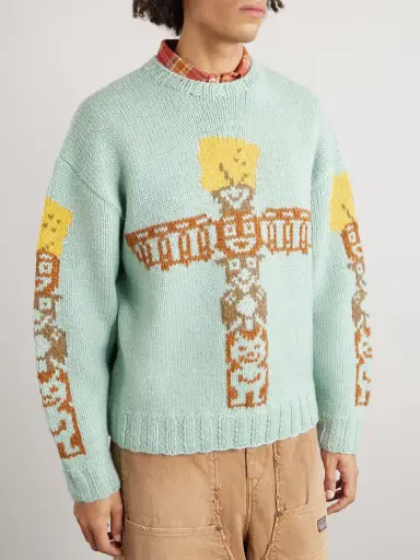 KAPITAL Peckish Totem Pole Intarsia Wool Sweater - Men | Thumbnail 3 KAPITAL Peckish Totem Pole Intarsia Wool Sweater - Men | Thumbnail 3