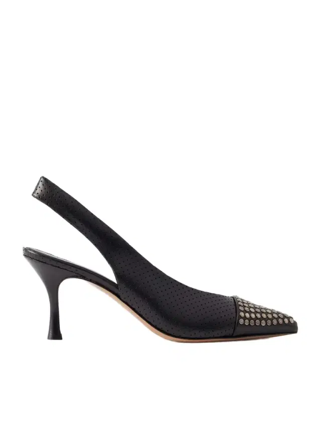 Alba Studded Perforated Leather Pumps