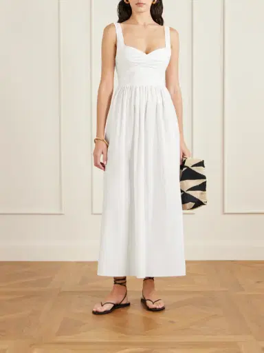 Matteau Gathered Organic Cotton-poplin Midi Dress | Thumbnail 2 Matteau Gathered Organic Cotton-poplin Midi Dress | Thumbnail 2