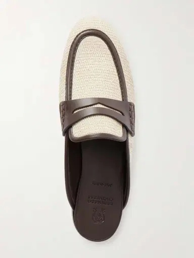 Brunello Cucinelli Leather-trimmed Raffia Slip-ons | Thumbnail 6 Brunello Cucinelli Leather-trimmed Raffia Slip-ons | Thumbnail 6