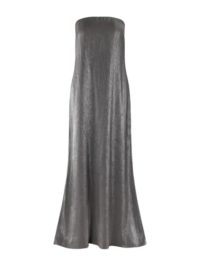 Strapless Metallic Crepon Gown