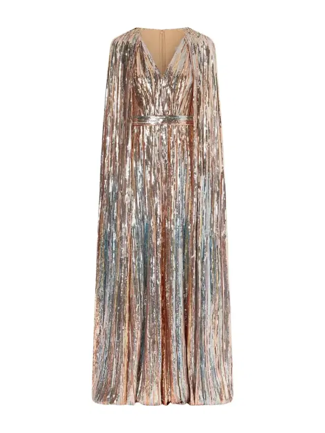 Cape-effect Sequined Tulle Gown